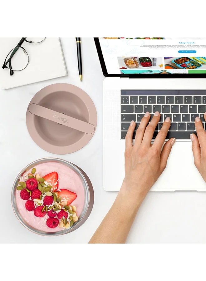 Bentgo Stainless Insulated Food Container Triple Layer Insulation, Leak Proof Lid, Wide Mouth Design Sustainable 2.4 Cup Capacity, Food - Grade Materials, Ideal For Cool Or Warm Food - Rose Gold