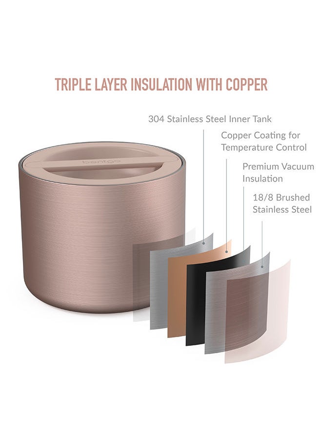 Bentgo Stainless Insulated Food Container Triple Layer Insulation, Leak Proof Lid, Wide Mouth Design Sustainable 2.4 Cup Capacity, Food - Grade Materials, Ideal For Cool Or Warm Food - Rose Gold  - Image 4