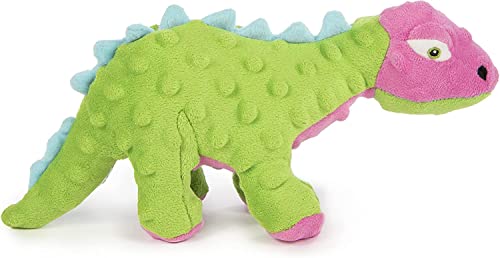 goDog Dinos Spike Squeaky Plush Dog Toy Chew Guard Technology Green Small - Image 1
