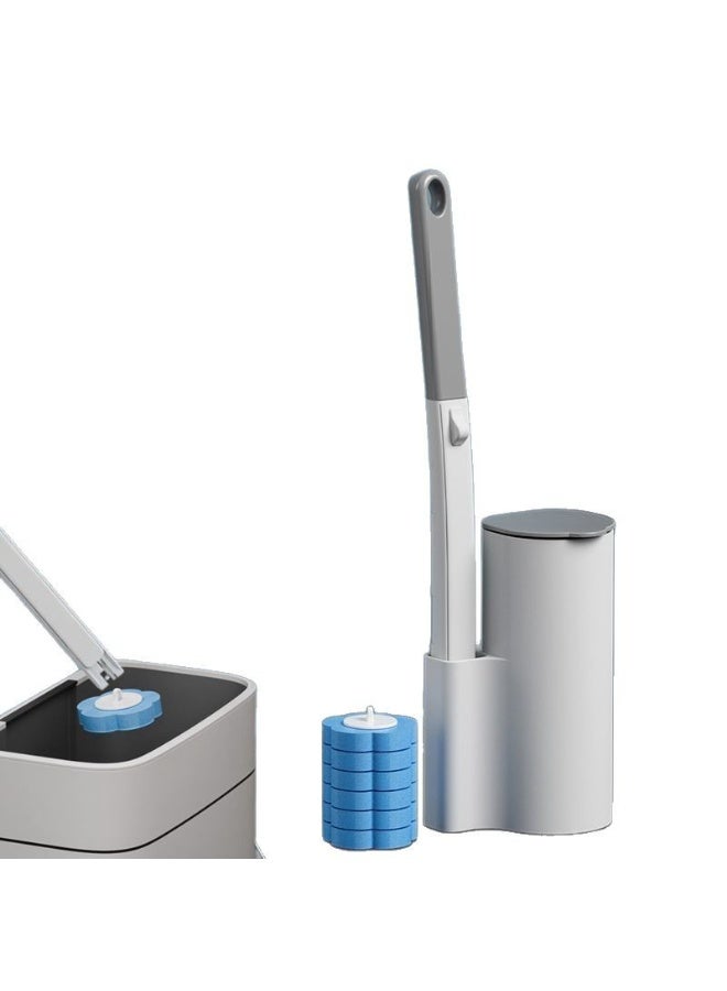 HOMESTAR Disposable Grey Toilet Brush And Holder Set With Extended Handle And 12 Replacement Brush Heads, Hangable Toilet Brush, Integrated Toilet Brush, Safe and Hygienic for More Peace of Mind, For Toilet Bathroom And Bathtub Cleaning - Blue (Ocean Fresh Scent) - Image 3