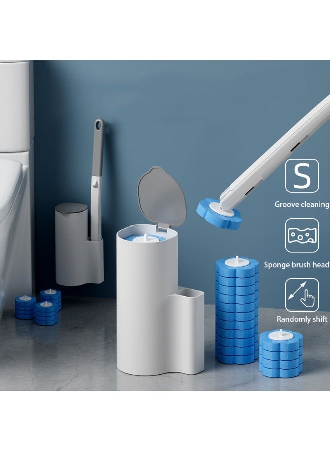 HOMESTAR Disposable Grey Toilet Brush And Holder Set With Extended Handle And 12 Replacement Brush Heads, Hangable Toilet Brush, Integrated Toilet Brush, Safe and Hygienic for More Peace of Mind, For Toilet Bathroom And Bathtub Cleaning - Blue (Ocean Fresh Scent) - Image 2