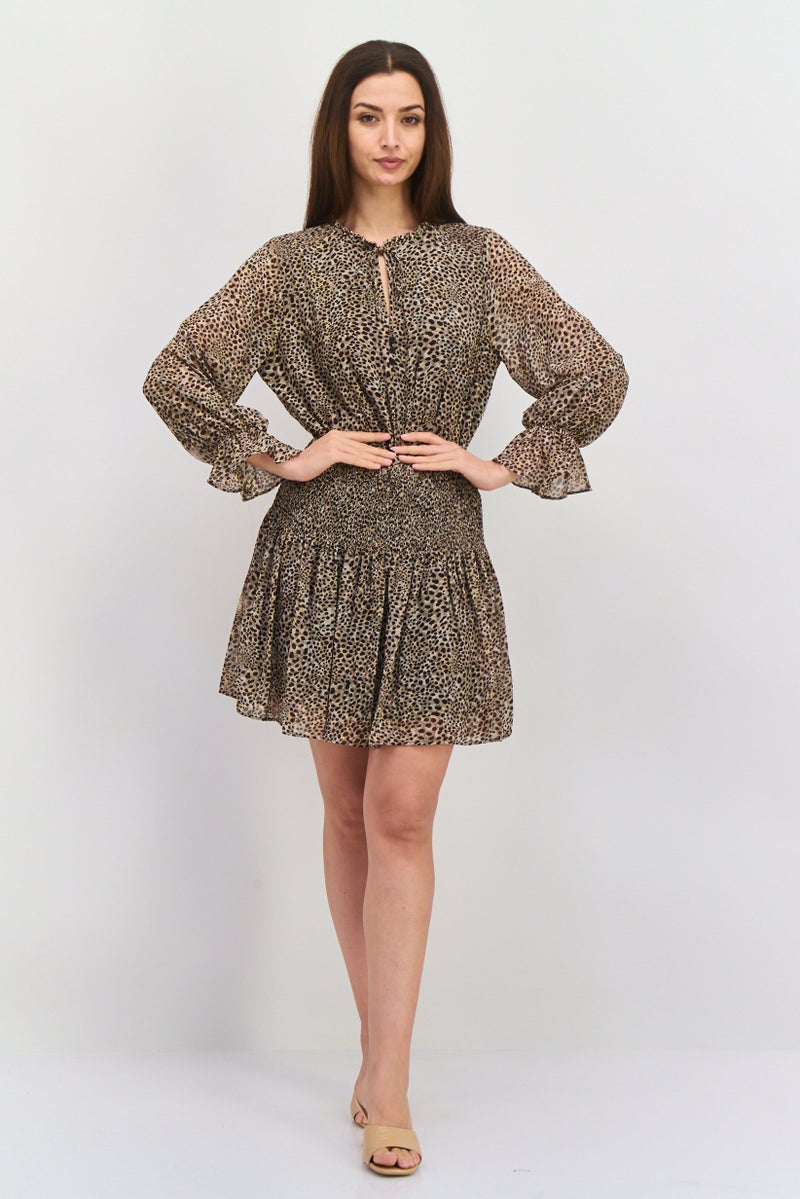 DEX Women Allover Print Mini Dress, Dark Brown - Image 4