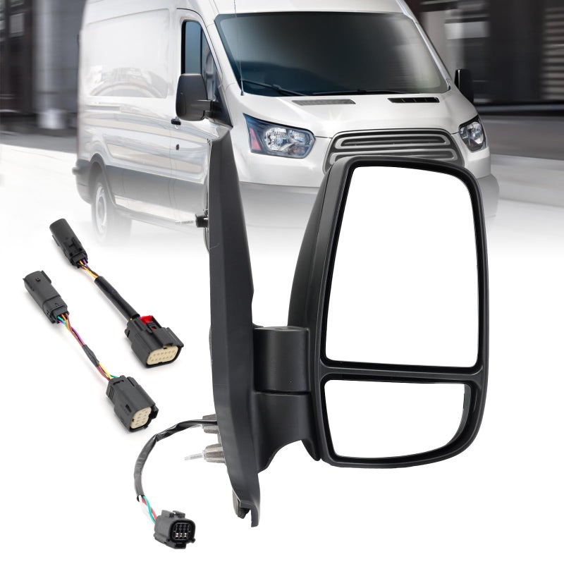 MOFOAP Passenger Side MirrorMirror Compatible with 20152025 Ford Transit 150 250 350 350 HDTransit Side View Power Glass Towing Without Signal Light Non HeatedBlackShort Arm