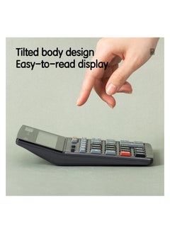 Deli DELI E1671C Solar/Battery Dual Power 14-Digit Desktop Calculator – Compact Metal Body with Large LCD Display, Ideal for Office, School, and Financial Use – Dark Grey, 1PCS/Color Box  - Image 2