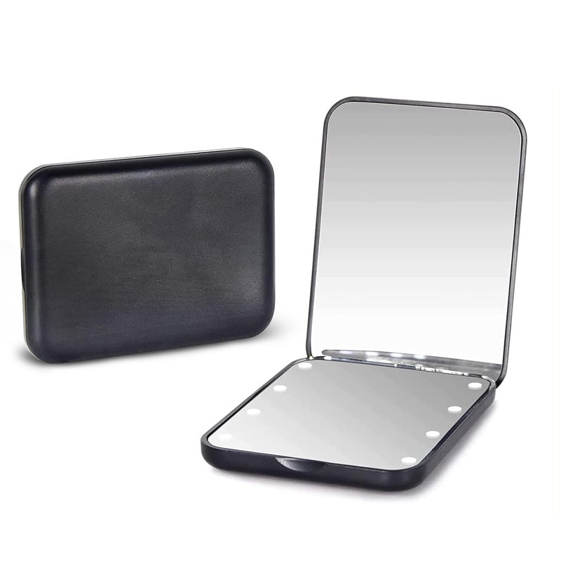 Kintion Pocket Mirror 1X3X Magnification LED Compact Travel Makeup Mirror with Light for Purse 2Sided Portable Folding Handheld Small Lighted Mirror for Gift Black