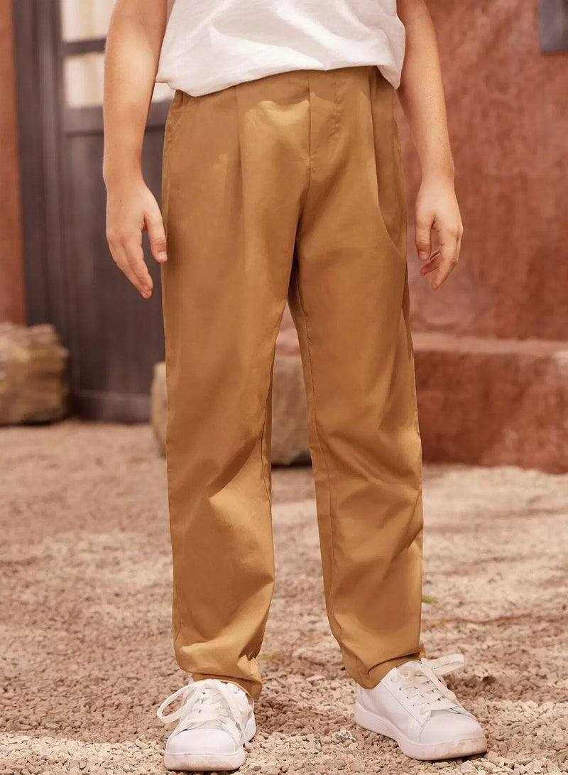 Boys Elastic Waist Solid Pants - Image 1
