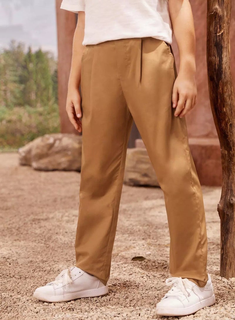 Boys Elastic Waist Solid Pants - Image 4