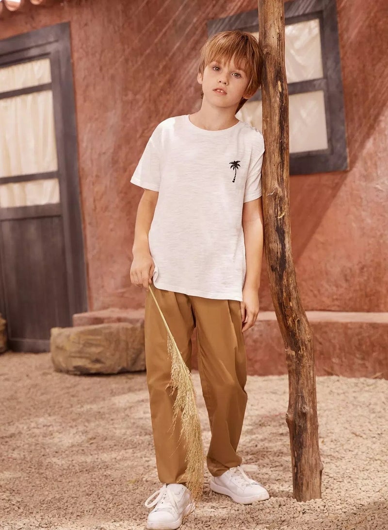 Boys Elastic Waist Solid Pants - Image 3