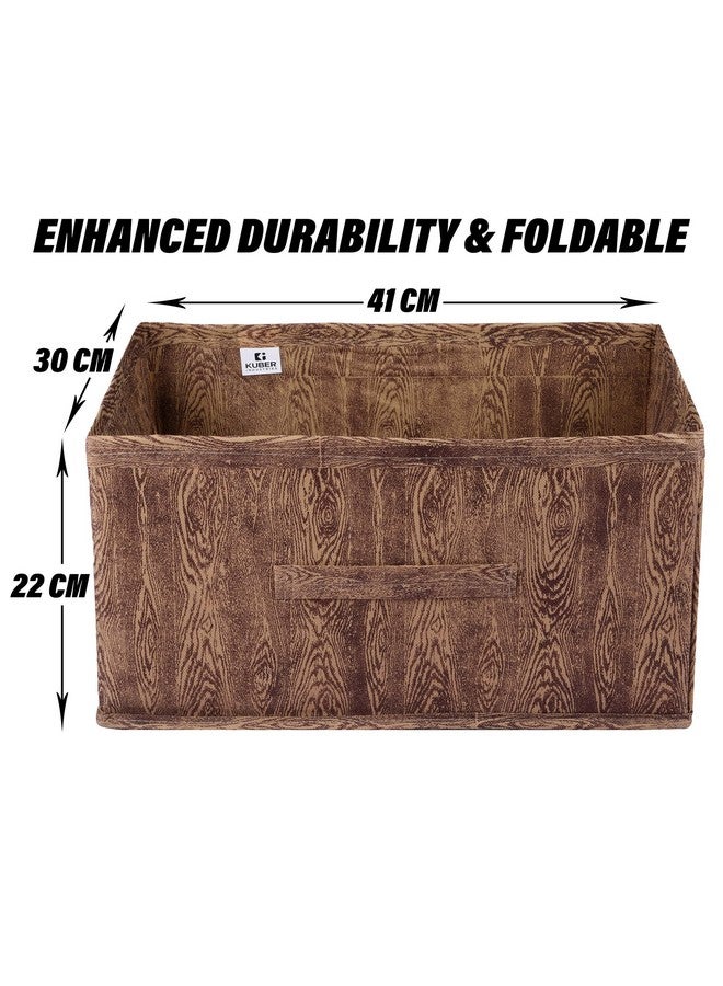 Kuber Industries Kuber Industries Storage Organizer | Drawer Storage Bin for Clothes | Wardrobe Organizer for Books | Closet Box with Handle | Non-Woven Storage Box | Wooden Storage Box | Pack of 5 | Brown - Image 3