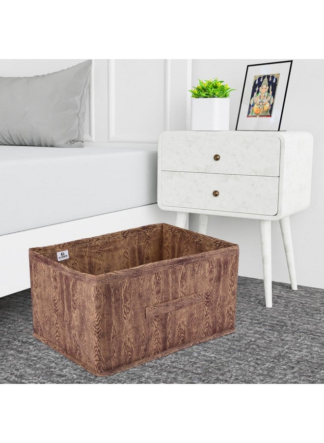 Kuber Industries Kuber Industries Storage Organizer | Drawer Storage Bin for Clothes | Wardrobe Organizer for Books | Closet Box with Handle | Non-Woven Storage Box | Wooden Storage Box | Pack of 5 | Brown - Image 2