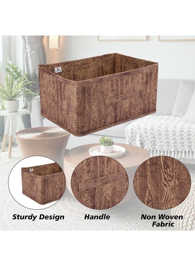 Kuber Industries Kuber Industries Storage Organizer | Drawer Storage Bin for Clothes | Wardrobe Organizer for Books | Closet Box with Handle | Non-Woven Storage Box | Wooden Storage Box | Pack of 5 | Brown - Image 4