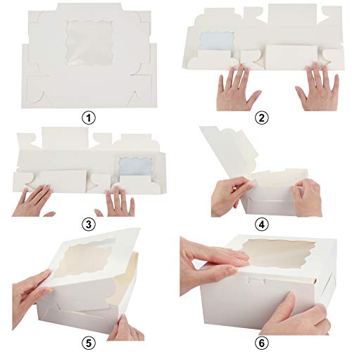 Colovis 30 Pcs White Bakery Boxes with Window, 6 X 6 X 3 Inches, White Paperboard Treat Boxes for Cookies, Pastry, Cookies, Strawberries, Macarons - Image 3