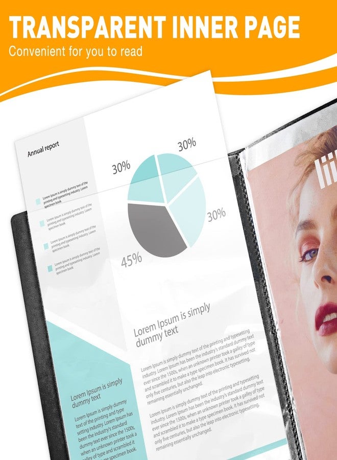 ماكاري مجلد عرض أعمال فنية مكون من 6 قطع مع أكمام بلاستيكية، 24 جيب، مقاس 8.5 × 11 بوصة، مع واقي شفاف للأوراق، 48 صفحة (أسود). - Image 5