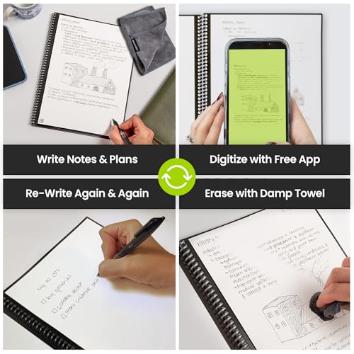 Rocketbook Fusion Reusable Undated Productivity Planner, Executive Size 6x8.8, Black - Goals, Monthly and Weekly Calendar, Daily To-do List, Lined and Dotted Notes Pages - Image 2