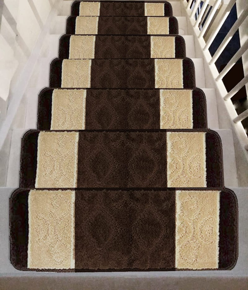 Gloria High Pile Non-Skid Rubber Back Gripper Carpet Stair Treads Non Slip Washable Stair Mats (Set of 7), 8.5" x 26" - Image 4