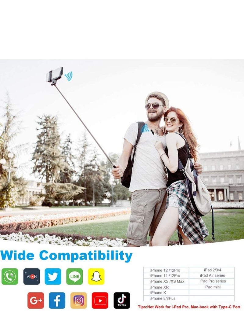 Upgraded （Plug-Play） Wireless Lapel Lavalier Microphone for iPhone iPad Recording,YouTube Facebook Live Stream,Vlog, Auto-Sync Wireless Mic with 2 Clips (No Need App/Bluetooth)