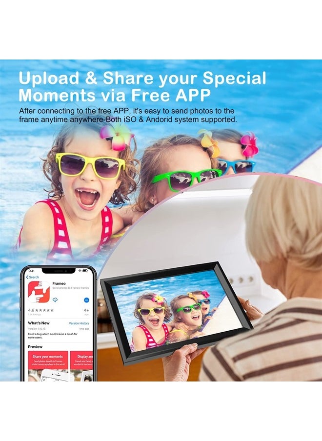 SHARESHOW - 10.1 inch WiFi Digital Photo Frame by Shareshow- IPS HD Touch Screen Smart Frameo Picture Frame with 16GB Storage, Auto-Rotate, Wall Mountable, Support USB & TF Card,Share Photos & Video via Free App - Image 1