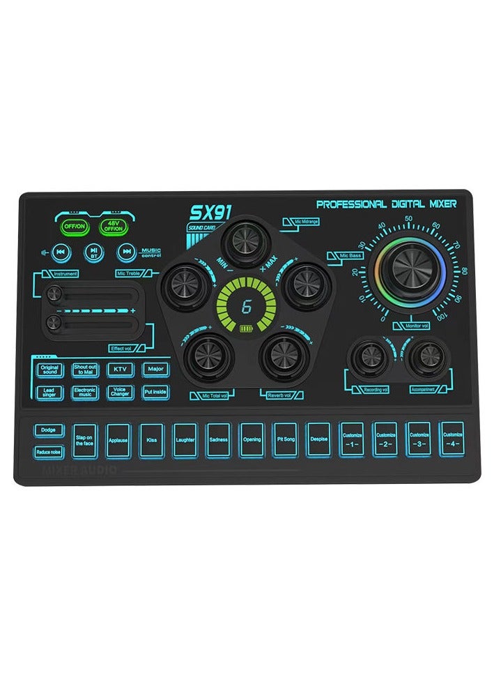 SHOPI NEW SX91 Professional Live Sound Card – Multi-Effects Audio Interface for Streaming & Recording - Image 1