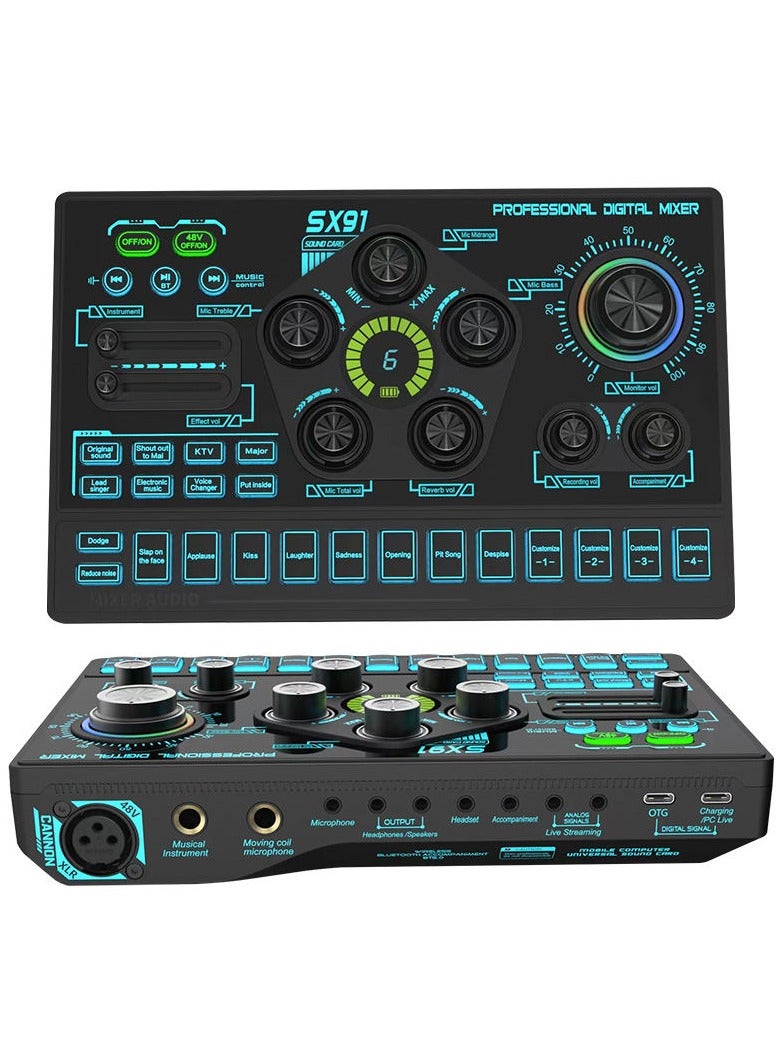 SHOPI NEW SX91 Professional Live Sound Card – Multi-Effects Audio Interface for Streaming & Recording - Image 2