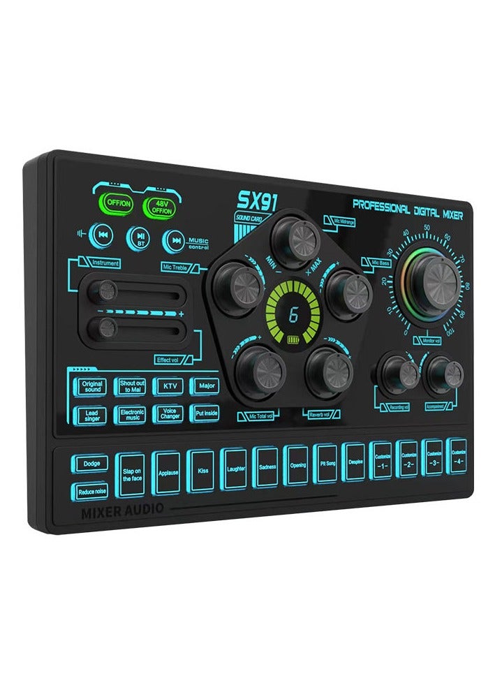 SHOPI NEW SX91 Professional Live Sound Card – Multi-Effects Audio Interface for Streaming & Recording - Image 4