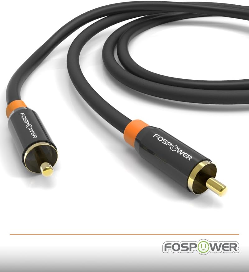 FosPower Digital Audio Coaxial Cable [24K Gold Plated Connectors] Premium S/PDIF RCA Male to RCA Male for Home Theater, HDTV, Subwoofer, Hi-Fi Systems - 6ft - Image 4