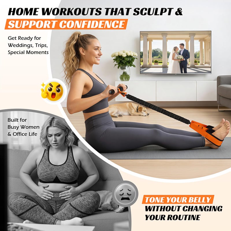 KUTIZE Multifunction Pedal Resistance Band with Handle, Upgraded Exercise Equipment with Soft Foot Pedal for Sit Up & Full-Body Home Gym Workouts, Core/ABS Training, Pilates, Yoga & Physical Therapy - Image 4