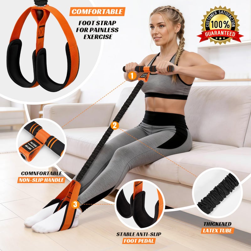 KUTIZE Multifunction Pedal Resistance Band with Handle, Upgraded Exercise Equipment with Soft Foot Pedal for Sit Up & Full-Body Home Gym Workouts, Core/ABS Training, Pilates, Yoga & Physical Therapy - Image 2
