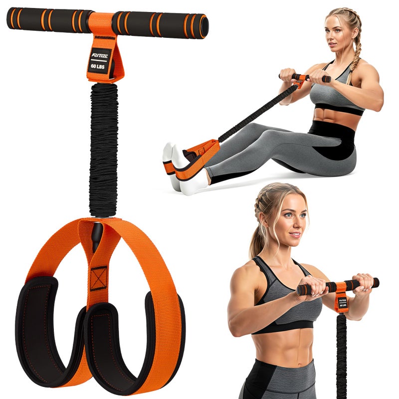 KUTIZE Multifunction Pedal Resistance Band with Handle, Upgraded Exercise Equipment with Soft Foot Pedal for Sit Up & Full-Body Home Gym Workouts, Core/ABS Training, Pilates, Yoga & Physical Therapy - Image 1