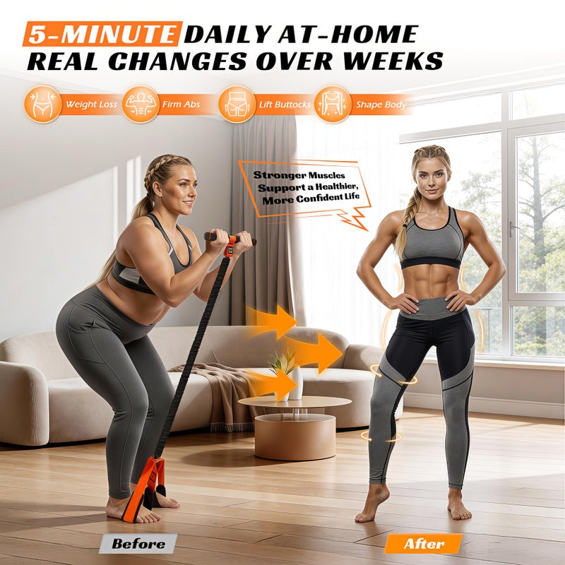 KUTIZE Multifunction Pedal Resistance Band with Handle, Upgraded Exercise Equipment with Soft Foot Pedal for Sit Up & Full-Body Home Gym Workouts, Core/ABS Training, Pilates, Yoga & Physical Therapy - Image 3