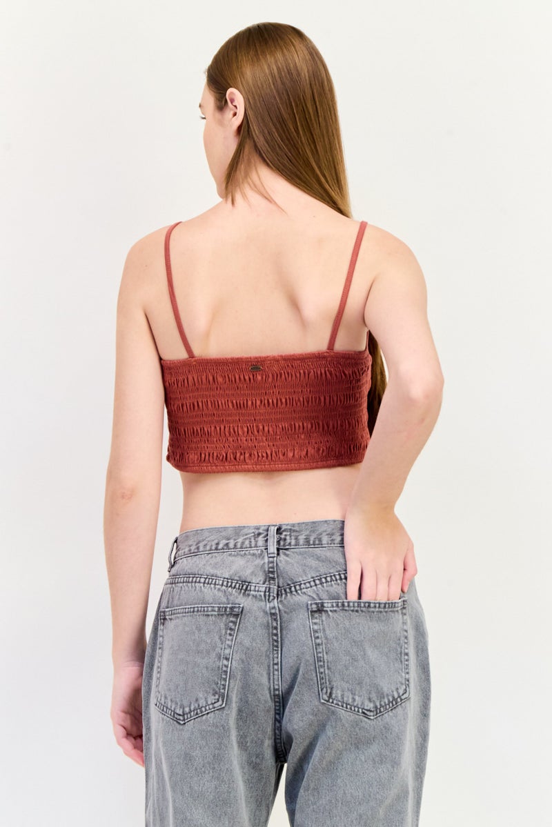 Pull & Bear Pull And Bear x Pacific Republic Women Square Neck Sleeveless Ribbed Top, Brown  - Image 3