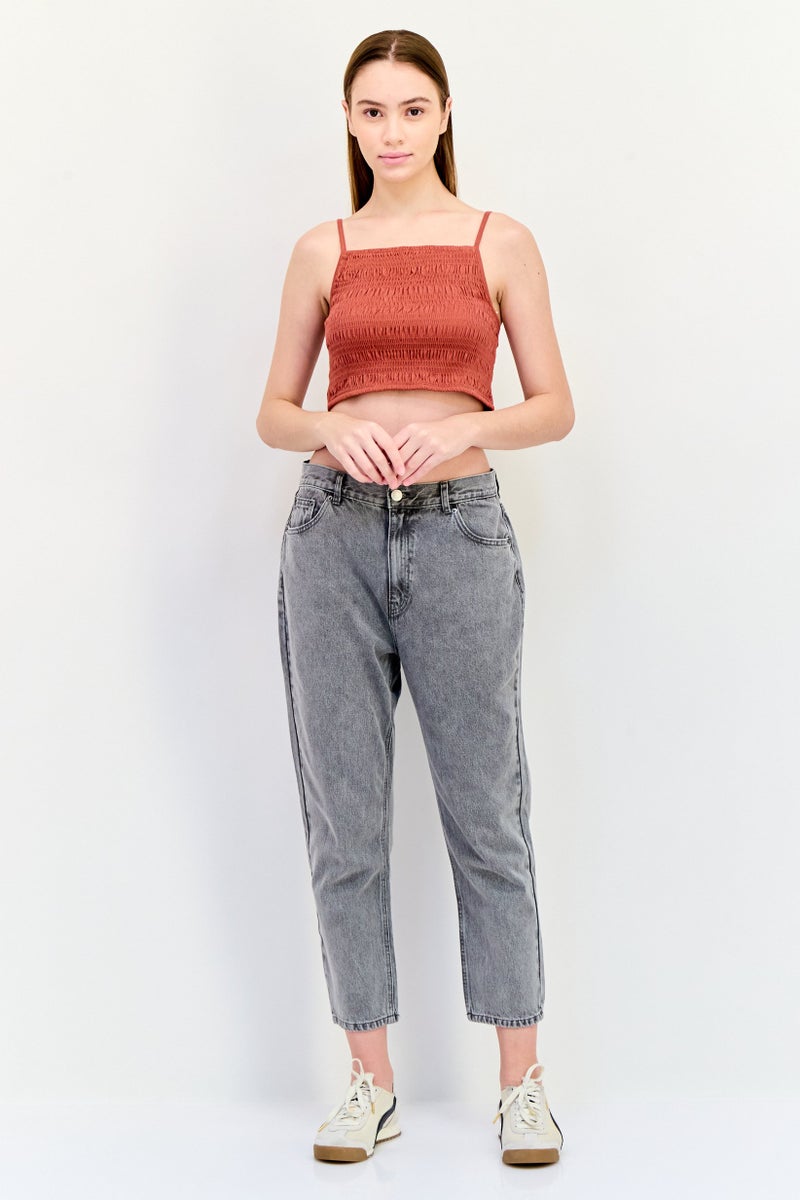 Pull & Bear Pull And Bear x Pacific Republic Women Square Neck Sleeveless Ribbed Top, Brown  - Image 4