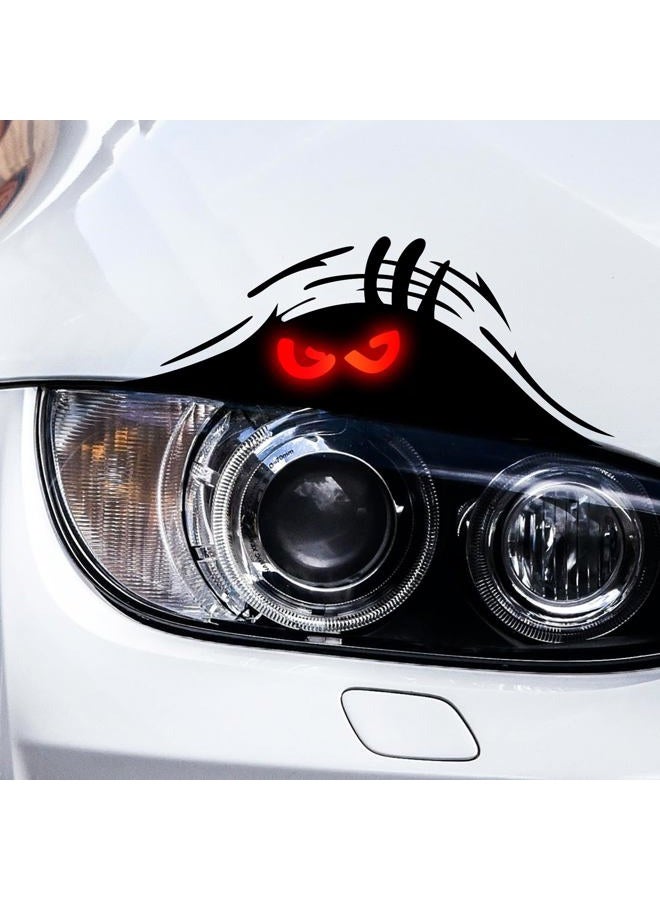 Murimt 2PCS Peeking Monster Funny Car Stickers and Decals Waterproof Reflective Headlight Vinyl Car Decals for Women Men Truck Decals for Cars Cover Scratches Bumper Vinyl Decals Halloween Stickers - Image 1