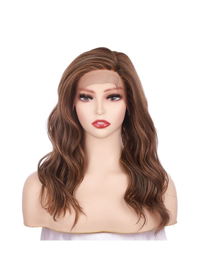 OneDor 20Inch Kanekalon Futura Synthetic Hair 130% Density Wavy Lace Front Long Wigs (Light Brown Evenly Blended With Dark Natural Blonderl12/16)  - Image 1