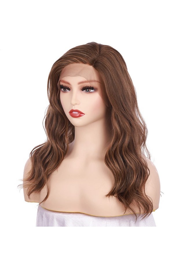 OneDor 20Inch Kanekalon Futura Synthetic Hair 130% Density Wavy Lace Front Long Wigs (Light Brown Evenly Blended With Dark Natural Blonderl12/16)  - Image 3