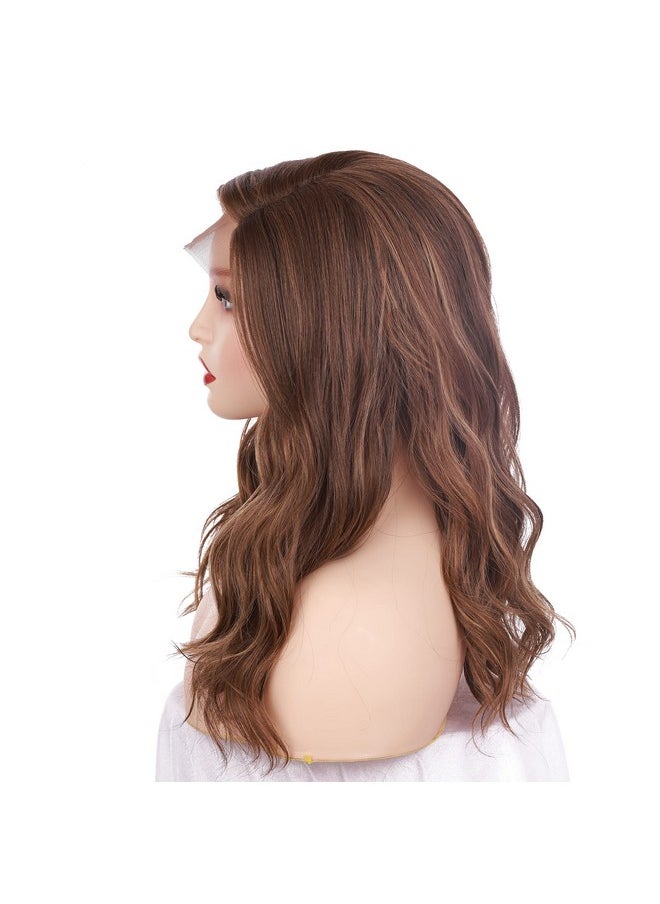 OneDor 20Inch Kanekalon Futura Synthetic Hair 130% Density Wavy Lace Front Long Wigs (Light Brown Evenly Blended With Dark Natural Blonderl12/16)  - Image 4