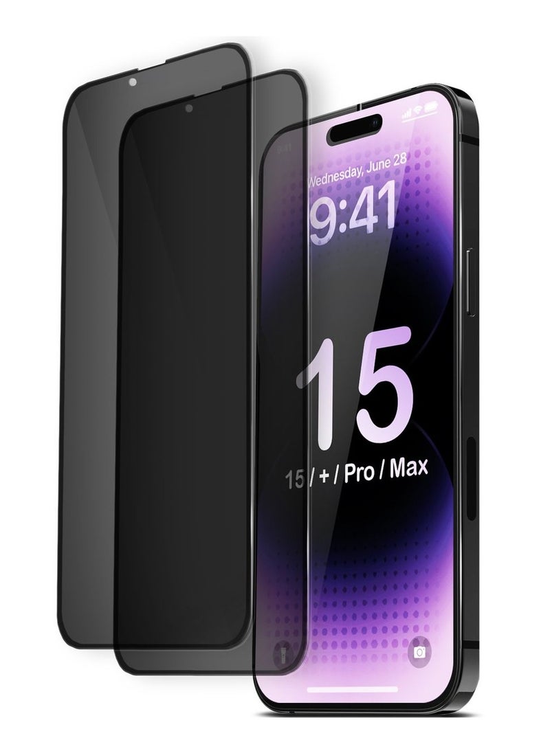 MOCOM 2pcs Anti-Spy Privacy Protection Tempered Glass Screen Protector For iPhone 15 Pro Max Bubble Free HD Full Coverage Easy Installation  - Image 2