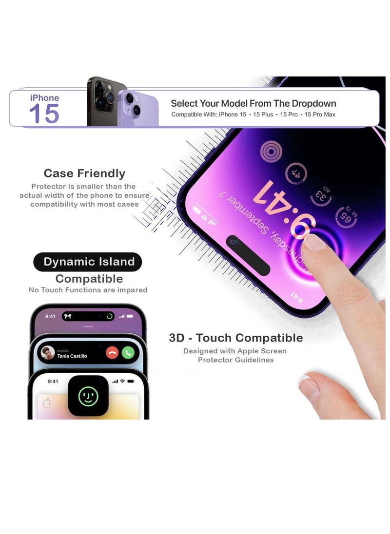 MOCOM 2pcs Anti-Spy Privacy Protection Tempered Glass Screen Protector For iPhone 15 Pro Max Bubble Free HD Full Coverage Easy Installation  - Image 4