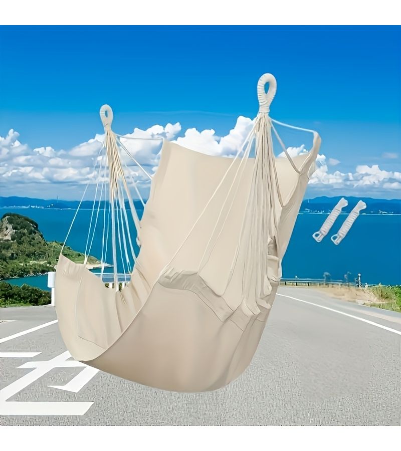 White Outdoor Hanging Hammock Chair Multifunctional Leisure Swing For Camping Balcony Garden - Image 4
