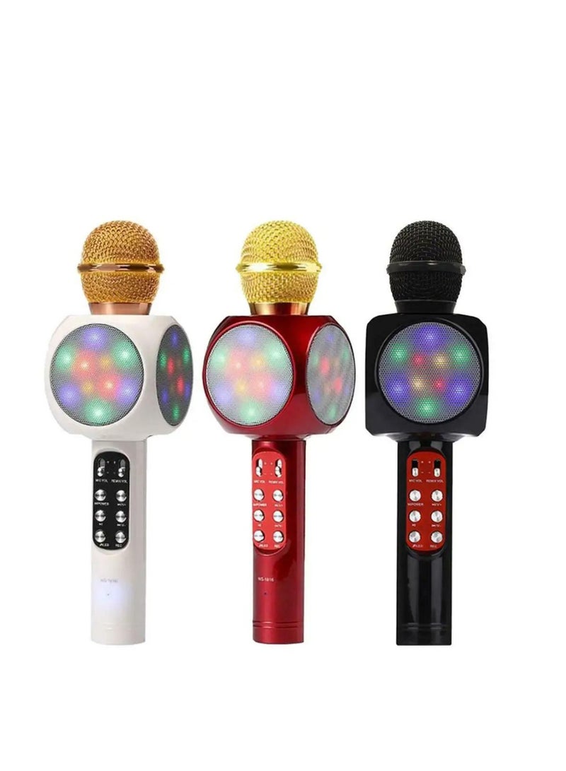 ميكروفون كاريوكي لاسلكي يعمل بتقنية البلوتوث مع مكبر صوت محمول WS-1816 أسود - Image 3