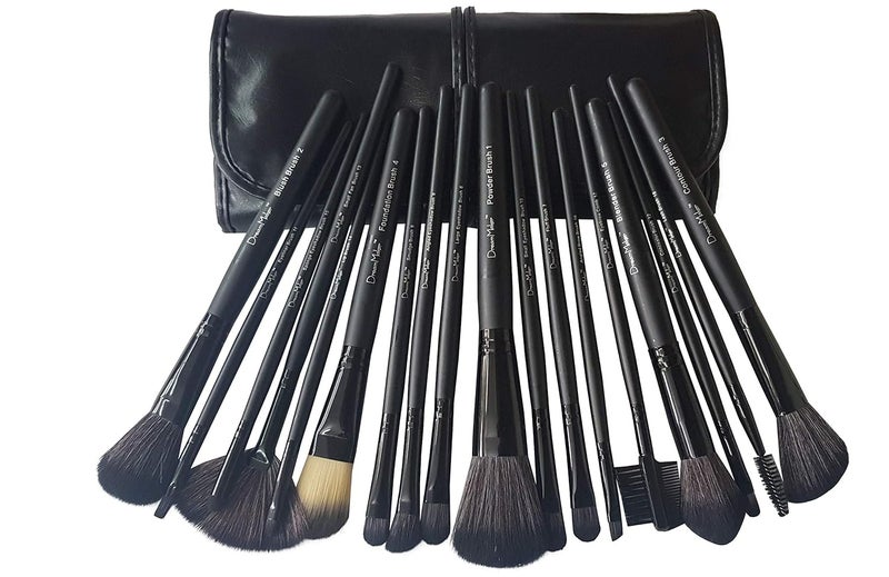 Dream Maker 18 Piece Makeup Brush Set Black CrueltyFree Vegan Brushes Kabuki Foundation - Image 2