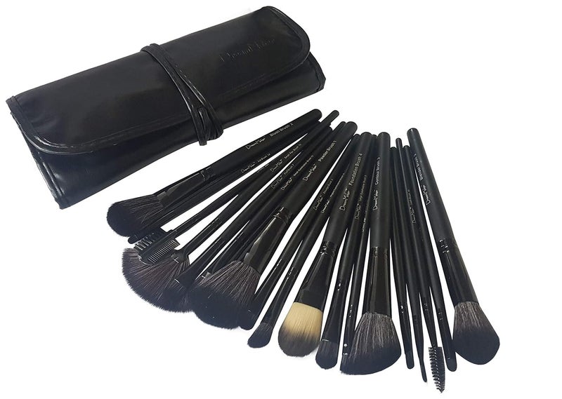 Dream Maker 18 Piece Makeup Brush Set Black CrueltyFree Vegan Brushes Kabuki Foundation - Image 1
