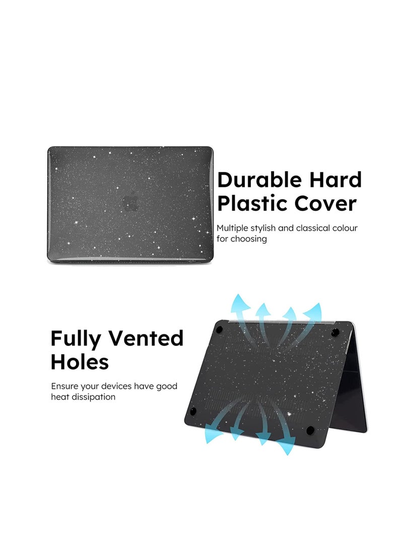 Generic Glitter Hard Case for MacBook Air 13 Inch M4 M3 M2 Chip Release 2022-2024 2025 fits Model A2681/A3113/A3240, Hard Shell Case for MacBook Air 13.6 inch, Sparkly Black  - Image 3