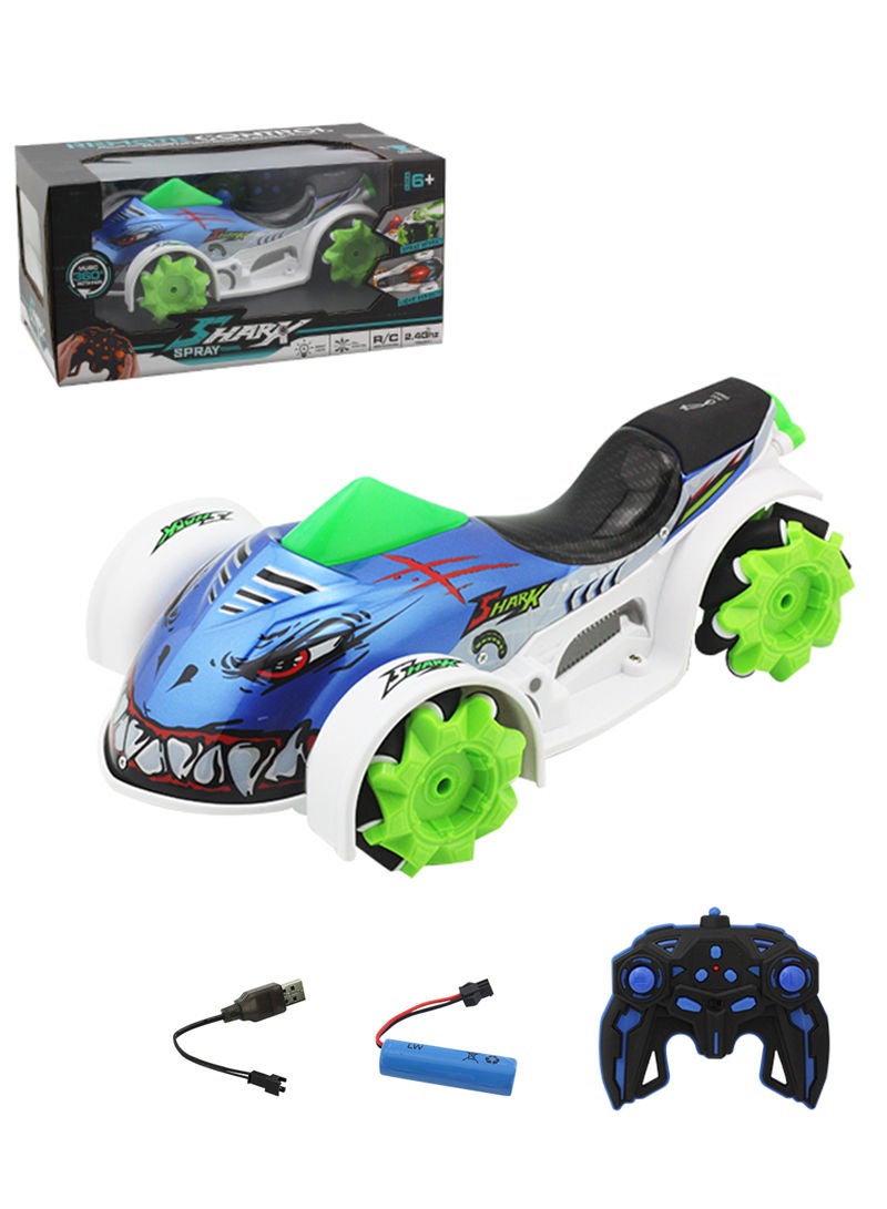 Sharpdo 1:14 Monster Shark Cart with Spray Light Music Remote Control Stunt Spray Car Remote Control Car Stunt Car Double Sided Rotating Off Road Vehicle Toy Cars for Boys Girls - Image 1