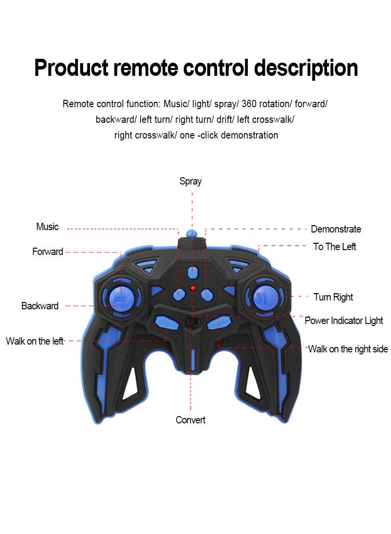 Sharpdo 1:14 Monster Shark Cart with Spray Light Music Remote Control Stunt Spray Car Remote Control Car Stunt Car Double Sided Rotating Off Road Vehicle Toy Cars for Boys Girls - Image 4