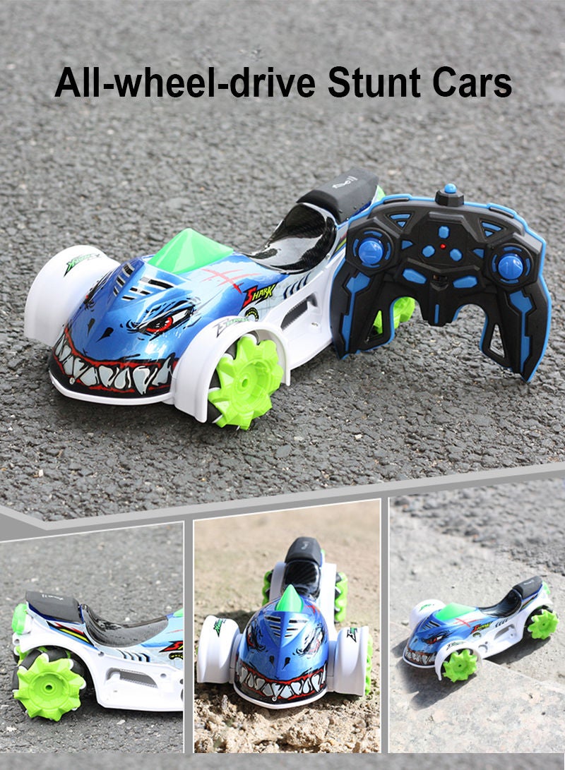 Sharpdo 1:14 Monster Shark Cart with Spray Light Music Remote Control Stunt Spray Car Remote Control Car Stunt Car Double Sided Rotating Off Road Vehicle Toy Cars for Boys Girls - Image 5
