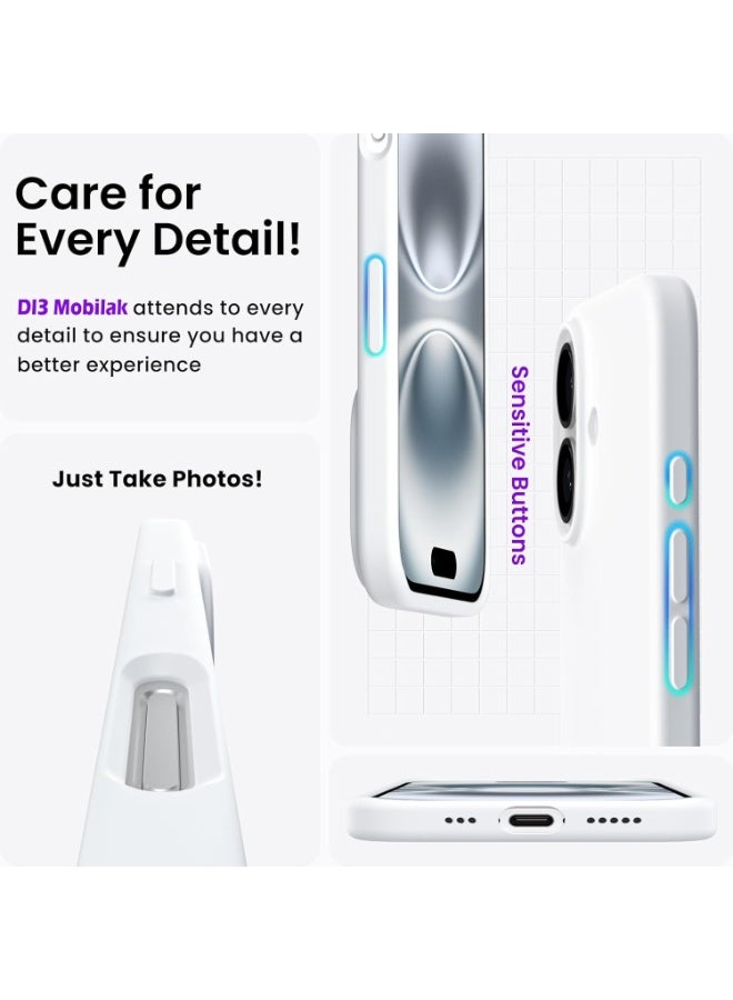 جراب متوافق مع iPhone 17، جراب هاتف نحيف من السيليكون السائل بأربع طبقات من المطاط الهلامي الناعم المقاوم للصدمات مع بطانة من الألياف الدقيقة المضادة للخدش (أبيض) - Image 2