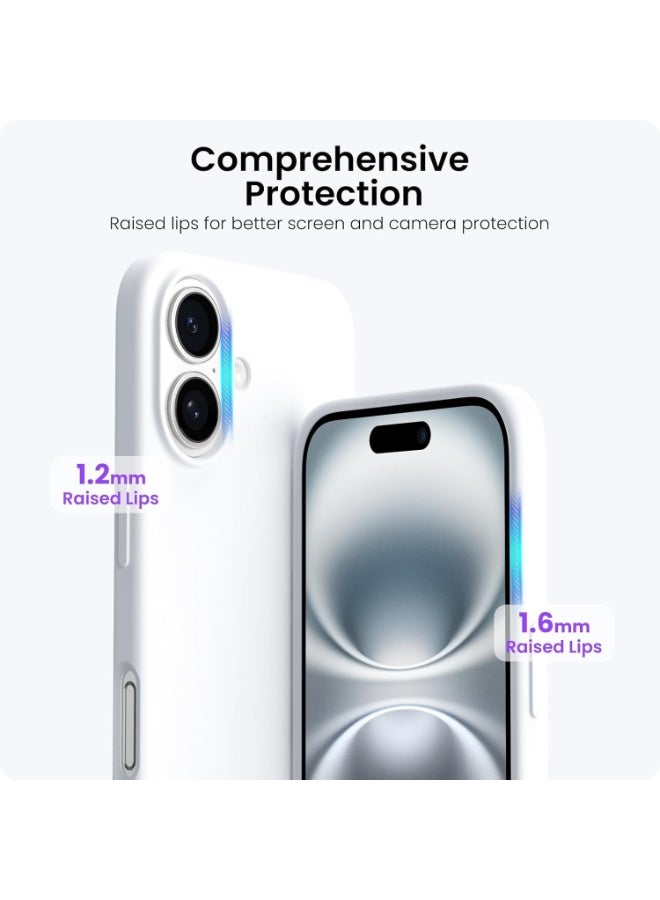 جراب متوافق مع iPhone 17، جراب هاتف نحيف من السيليكون السائل بأربع طبقات من المطاط الهلامي الناعم المقاوم للصدمات مع بطانة من الألياف الدقيقة المضادة للخدش (أبيض) - Image 4