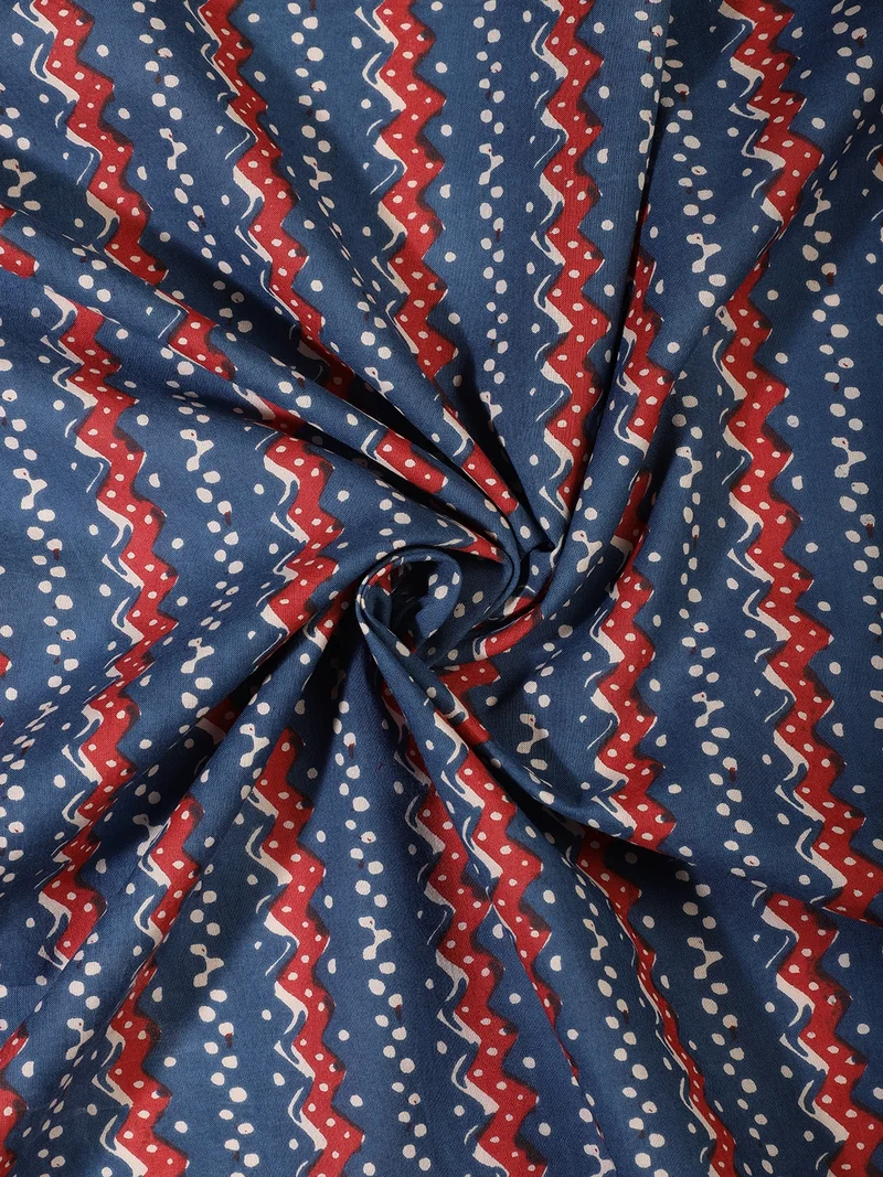 أيه كيه إس Multi Zig-Zag Dot Print Fabric - One Meter