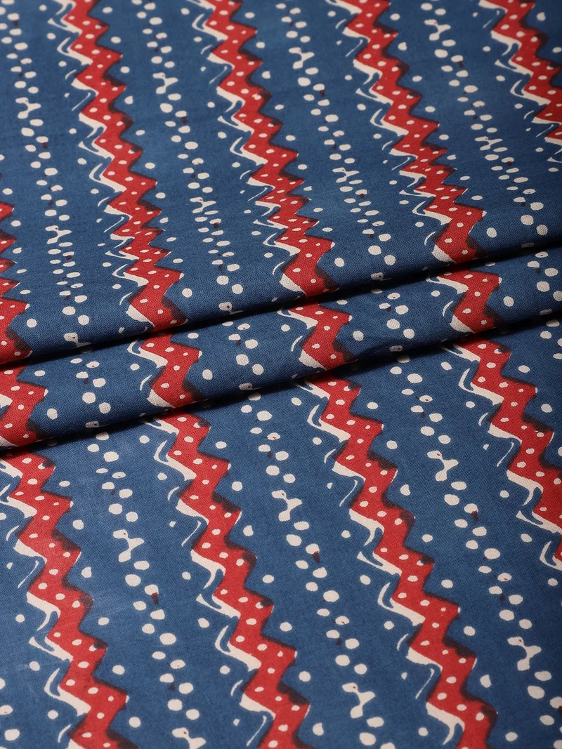 أيه كيه إس Multi Zig-Zag Dot Print Fabric - One Meter