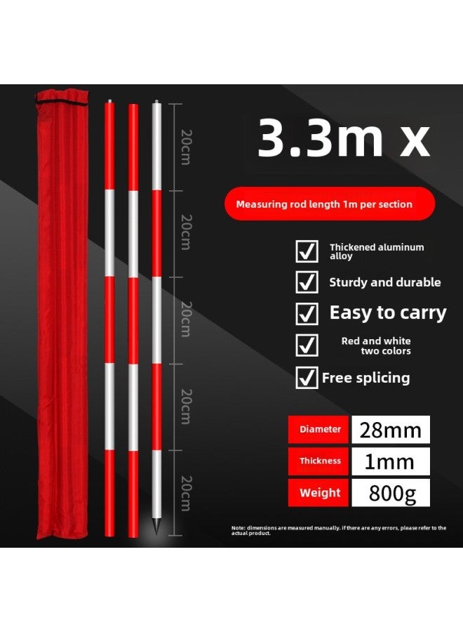 Thickened Aluminum Alloy Reflective Measurement Pole Red And White Marker Stick For Road Engineering Surveying And Mapping Site-Model:Boutique Thickened 3 Meters (a Set With Bag) - Image 1